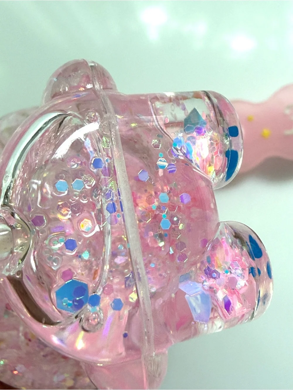 bear liquid Keychain pink Fairy Tales wristlet floating glitter I LOVE U nWOT